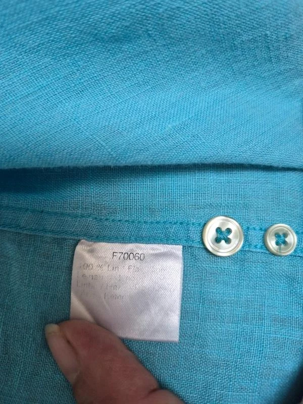 Lacoste Chemise Lin Bleu Turquoise FR 41 L – photo 14